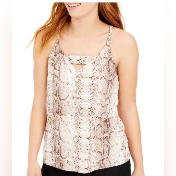 BAR III Women's Zip-Back Halter Top Python Design Tan & Brown Size XL - Picture 1 of 8